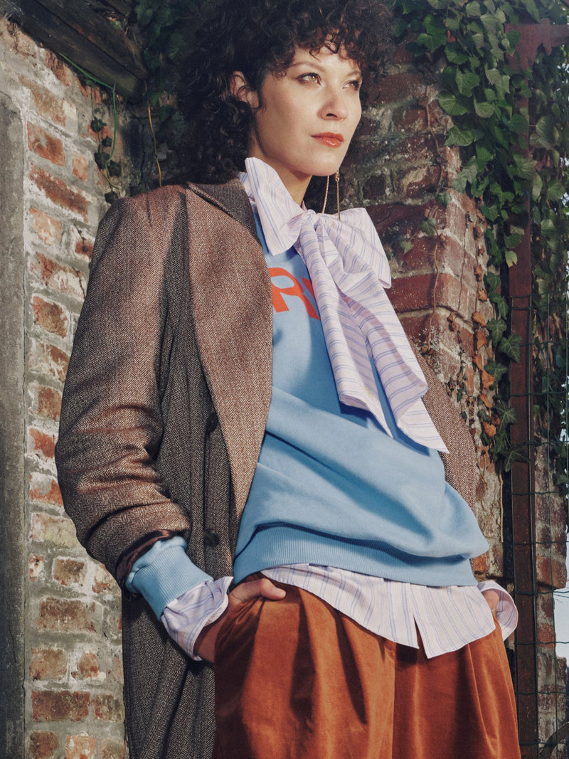 Gilou shirt in lilac blue vintage cotton stripes