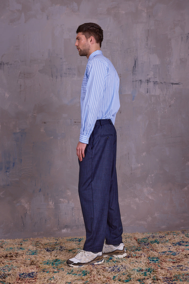 Godfried shirt in blue vintage cotton stripes
