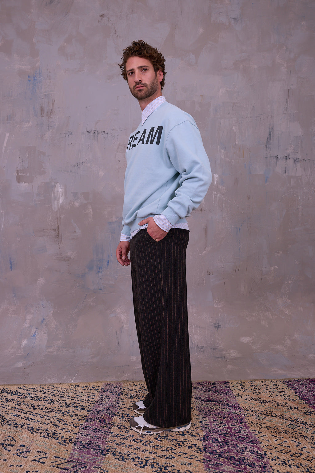 Godfried hemd in blue brown vintage cotton stripes