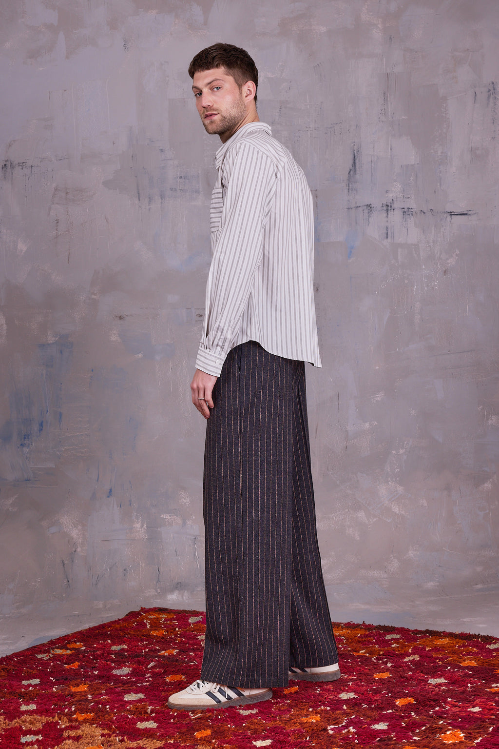 Godfried hemd in grey vintage cotton stripes