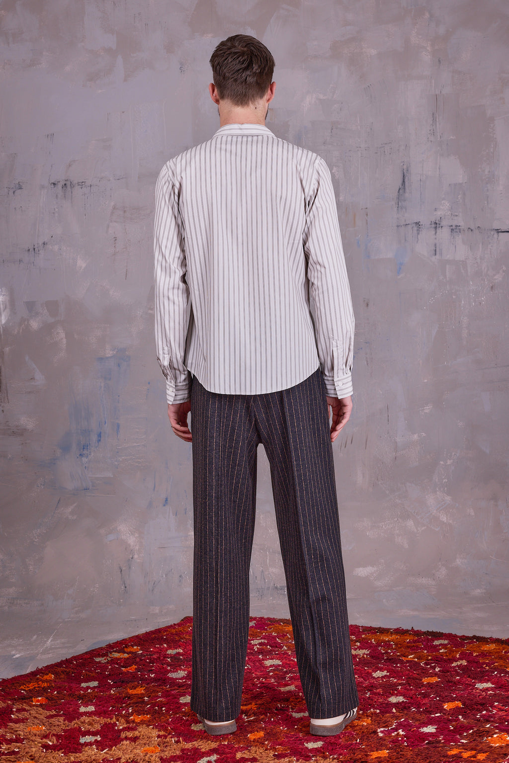 Godfried hemd in grey vintage cotton stripes
