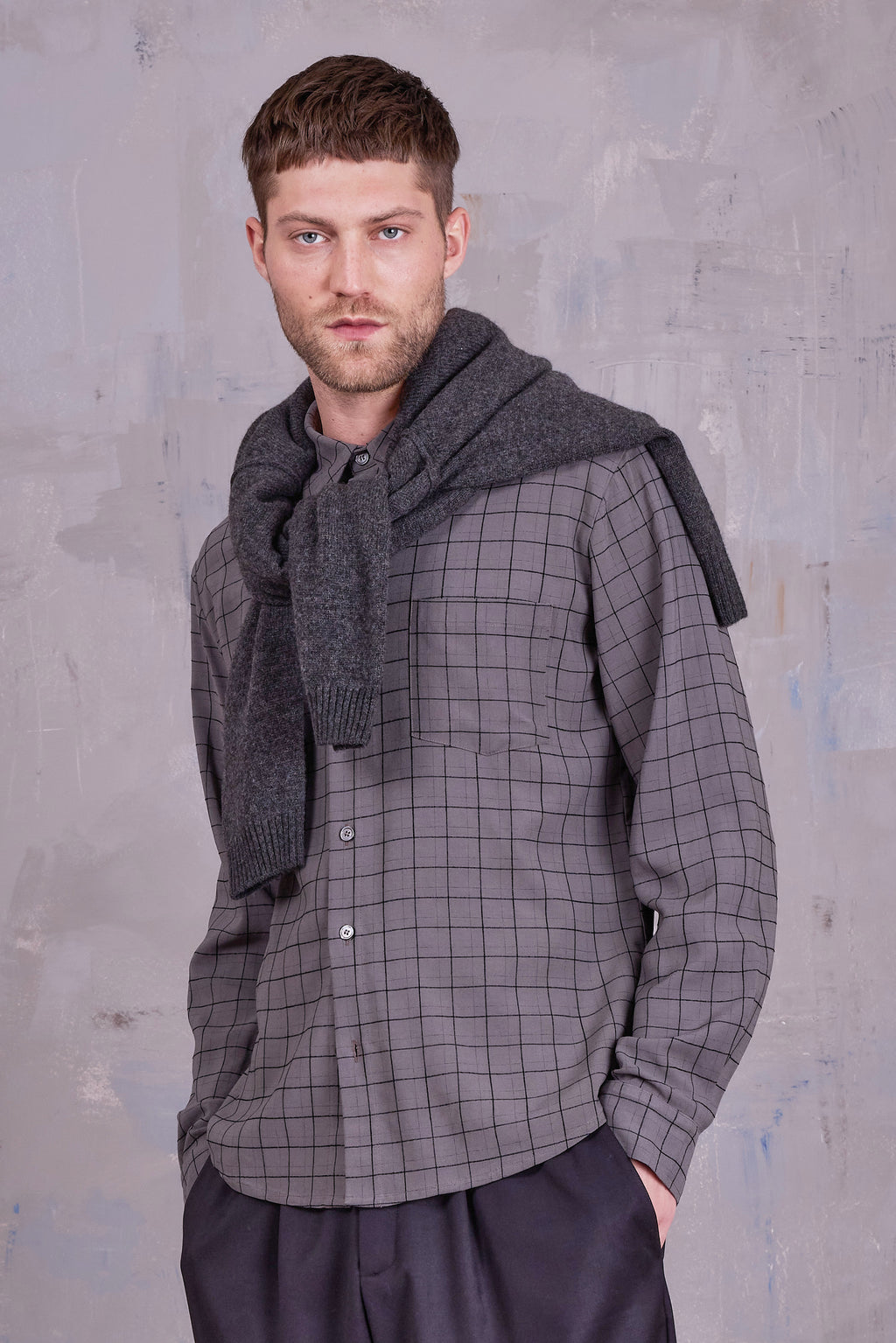Godfried shirt in grey black checks
