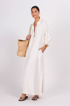 Dysis white linen long dress