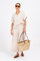 David natural linen trousers