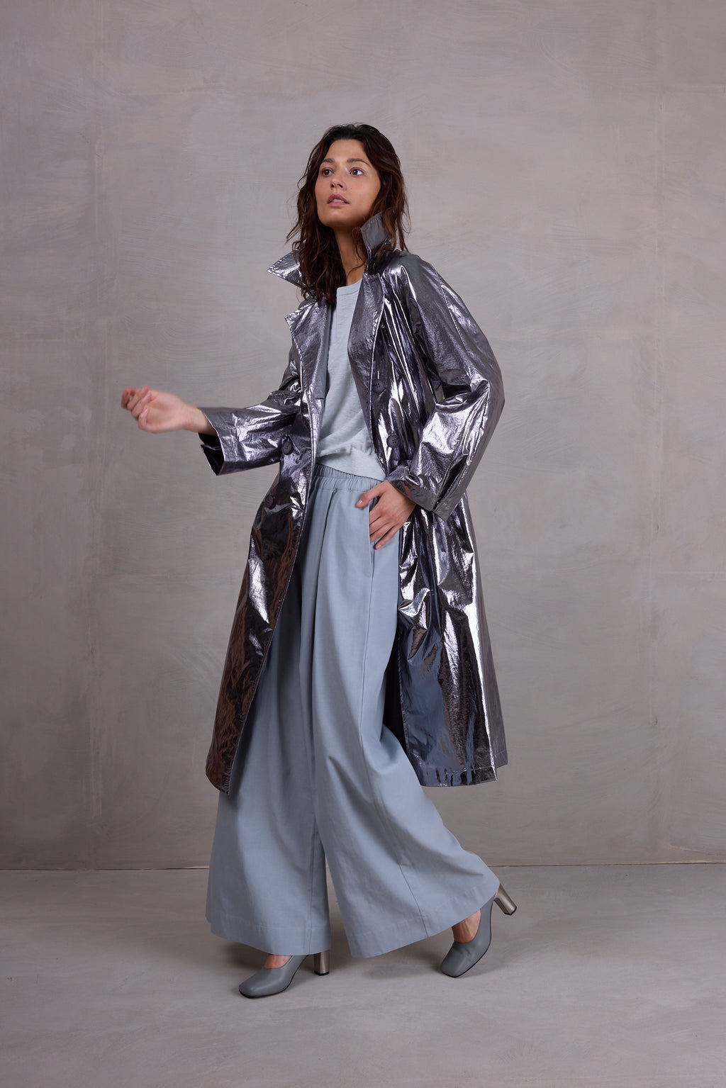 Manteau trench en argent Ferdi