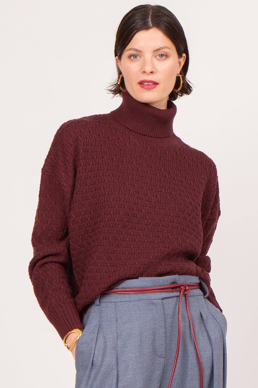 Burgundy lace belt