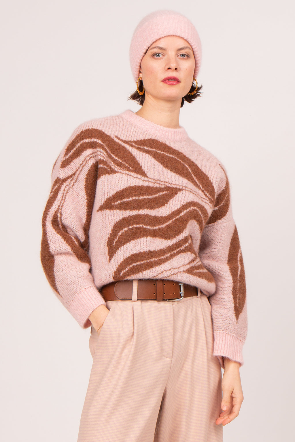 Cognac riem met dubbele sluiting