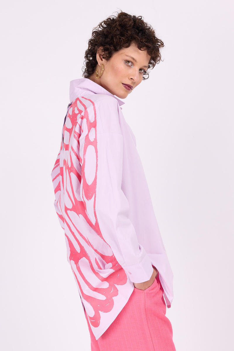 Emmelie papillon de nuit chemise en lilas doux/rose