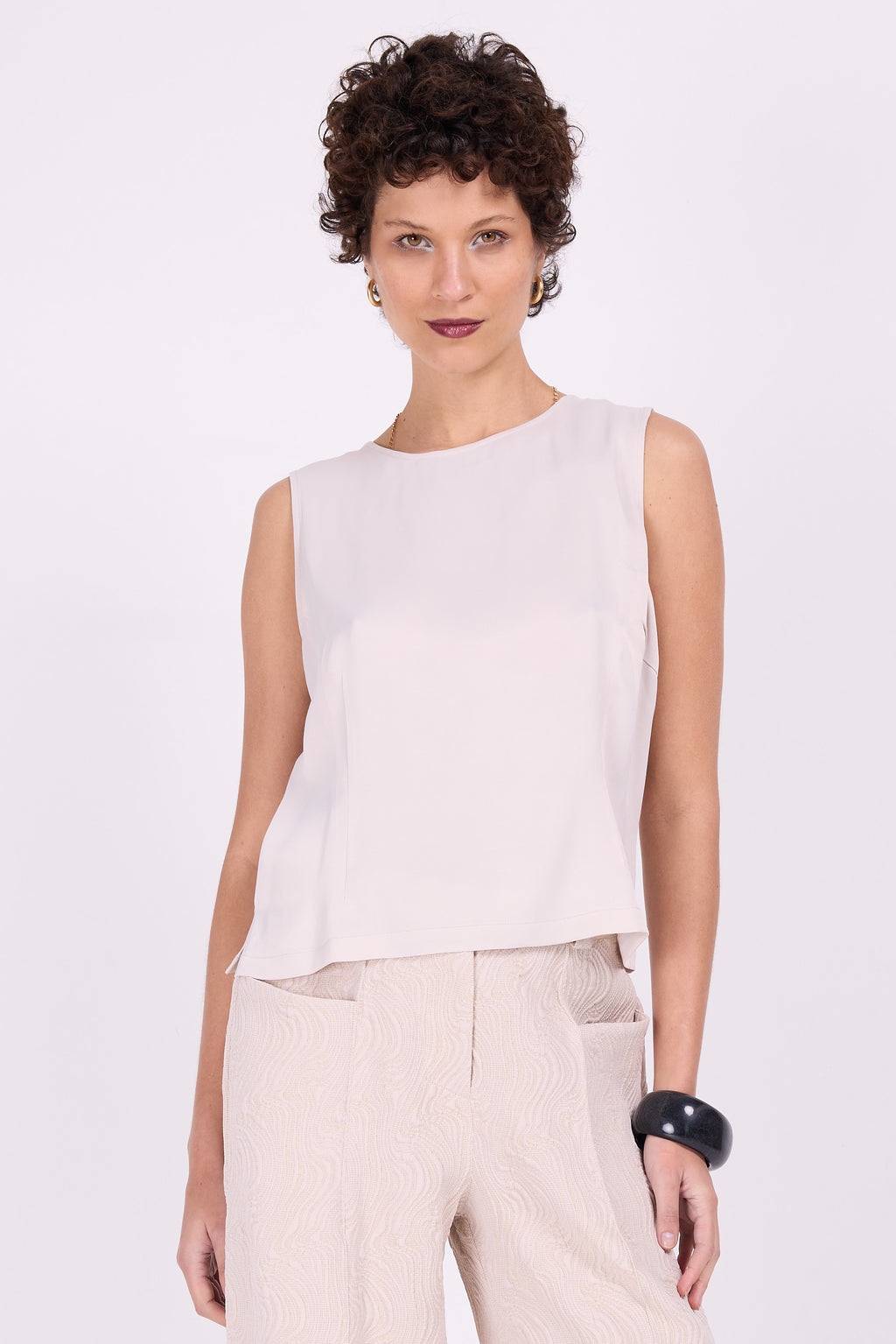 Danielle top en satin couleur ivoire