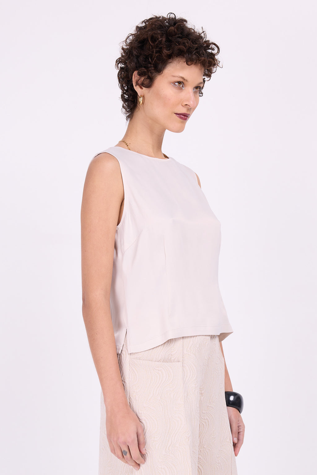 Danielle top en satin couleur ivoire
