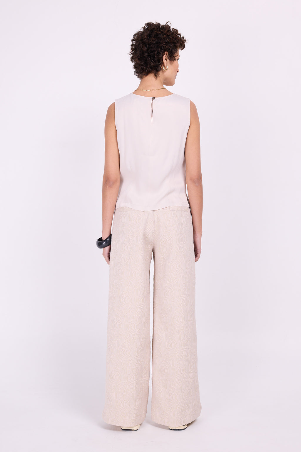 Danielle top en satin couleur ivoire