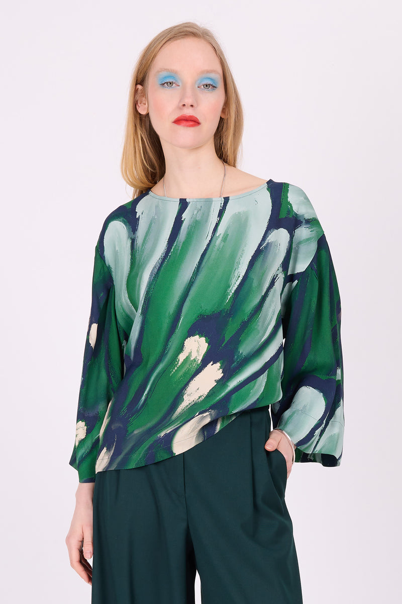 Blouse Chica en vert scarabée avec des ailes