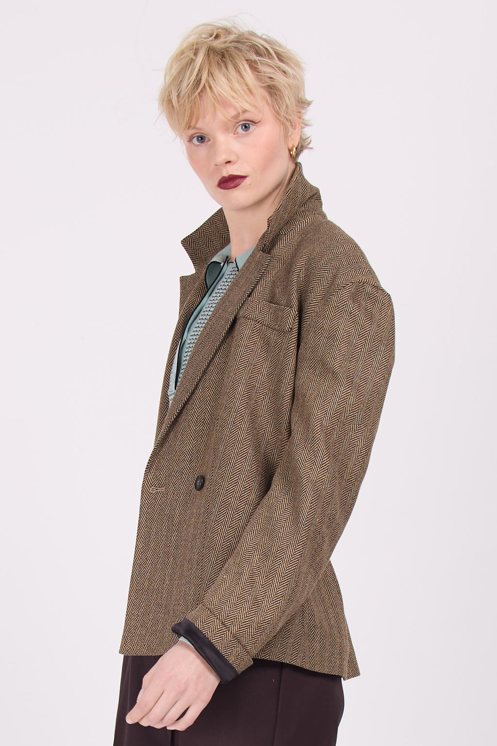 Blazer Diego en chevron café
