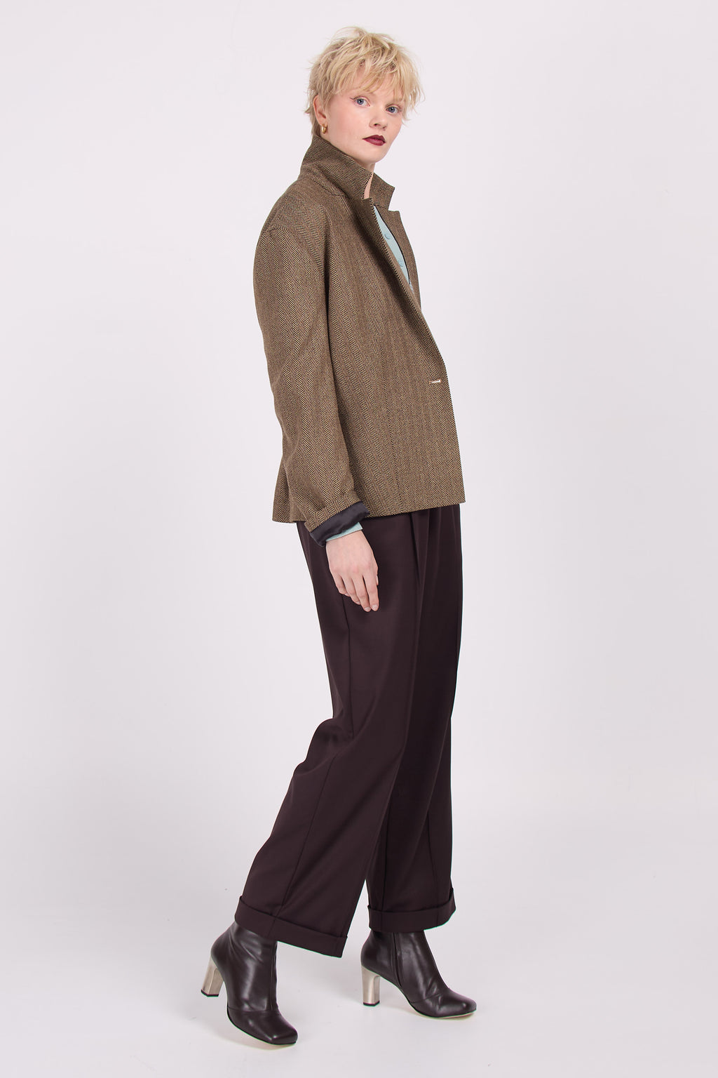 Blazer Diego en chevron café