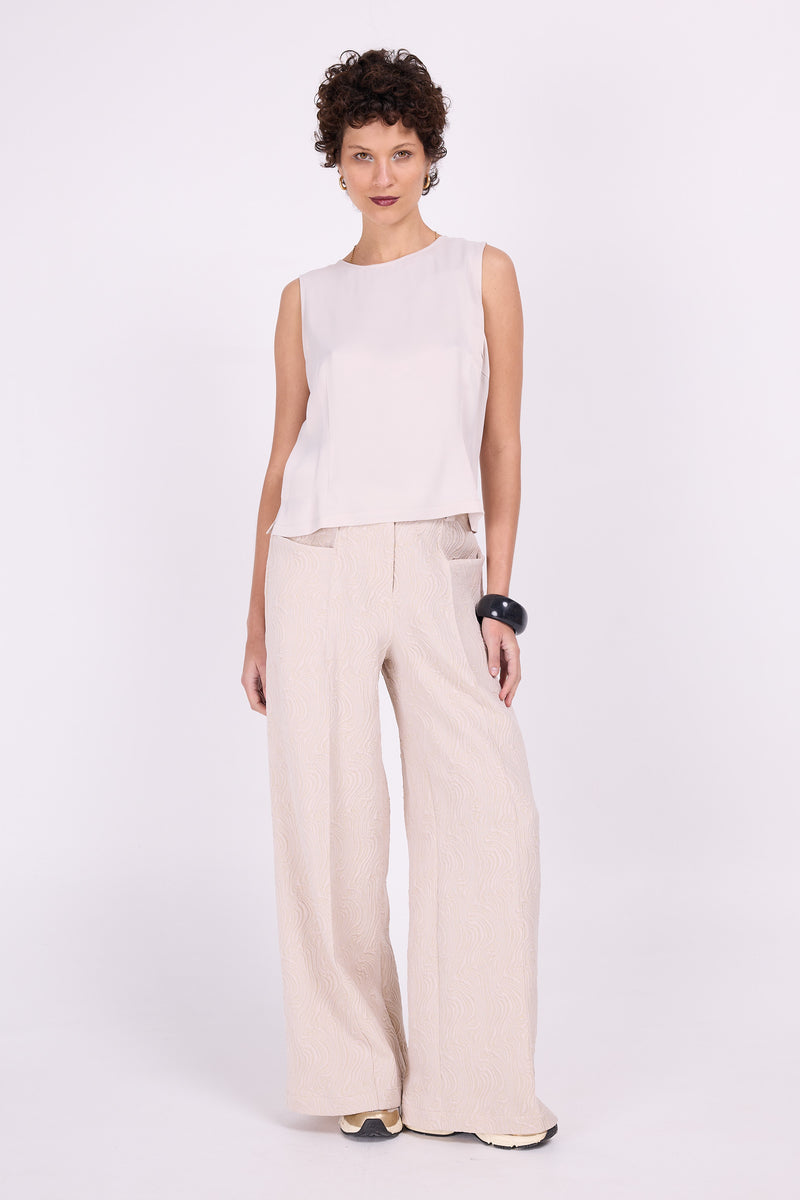 Pantalon Bolivar en crème poudre chic