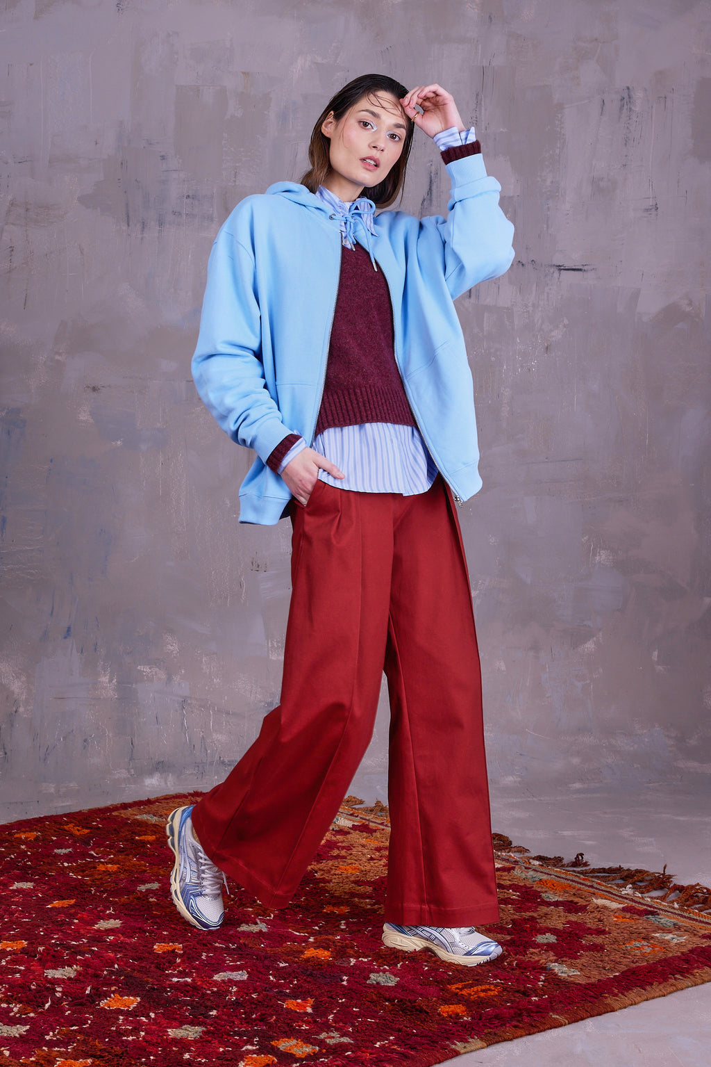 Ginny shirt in blue vintage cotton stripes