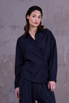 Gia asymmetrical blouse in deep blue
