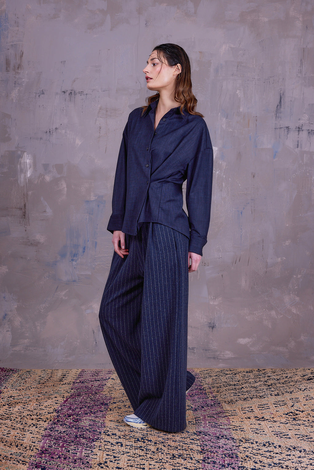 Gia asymmetrical blouse in deep blue
