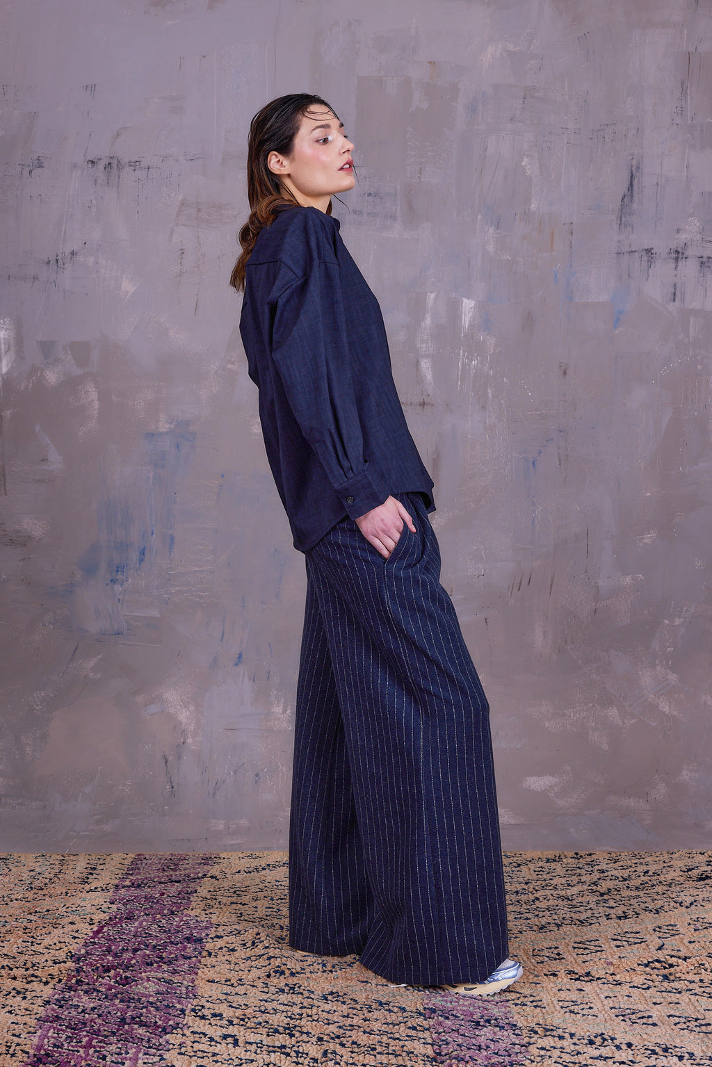 Gia asymmetrical blouse in deep blue