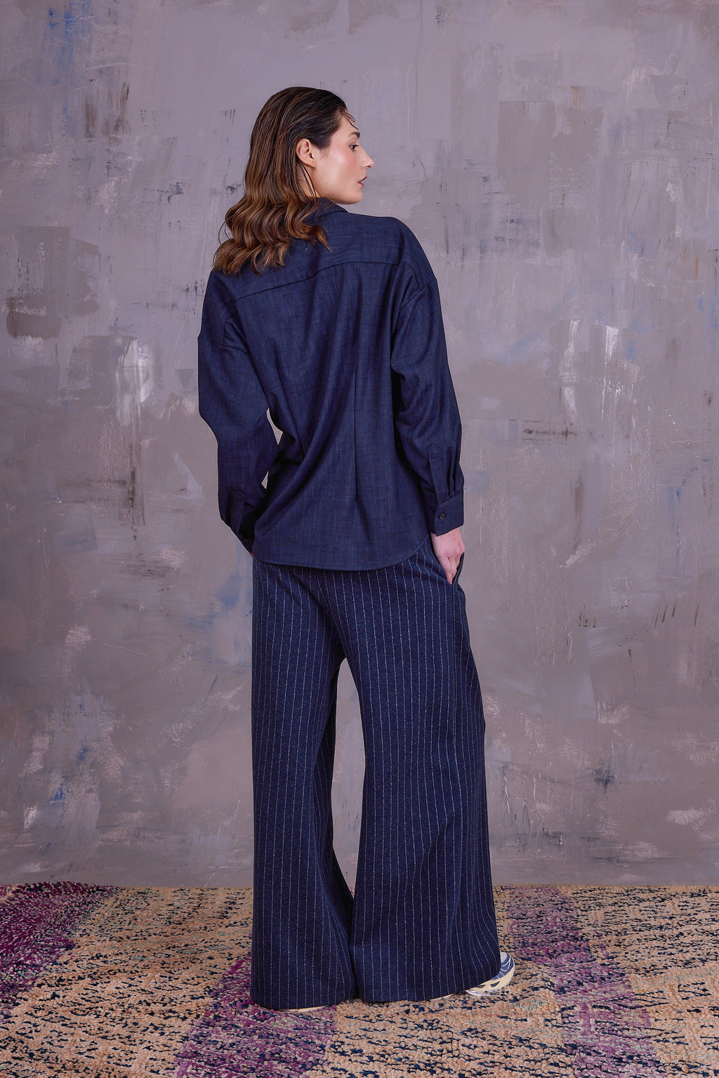 Gia asymmetrical blouse in deep blue