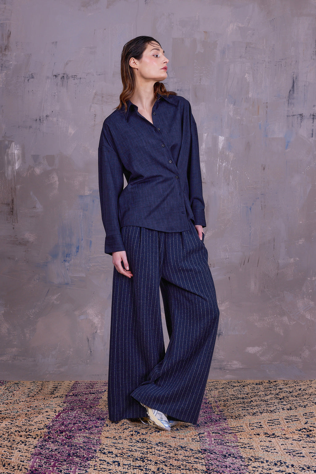 Gia asymmetrical blouse in deep blue