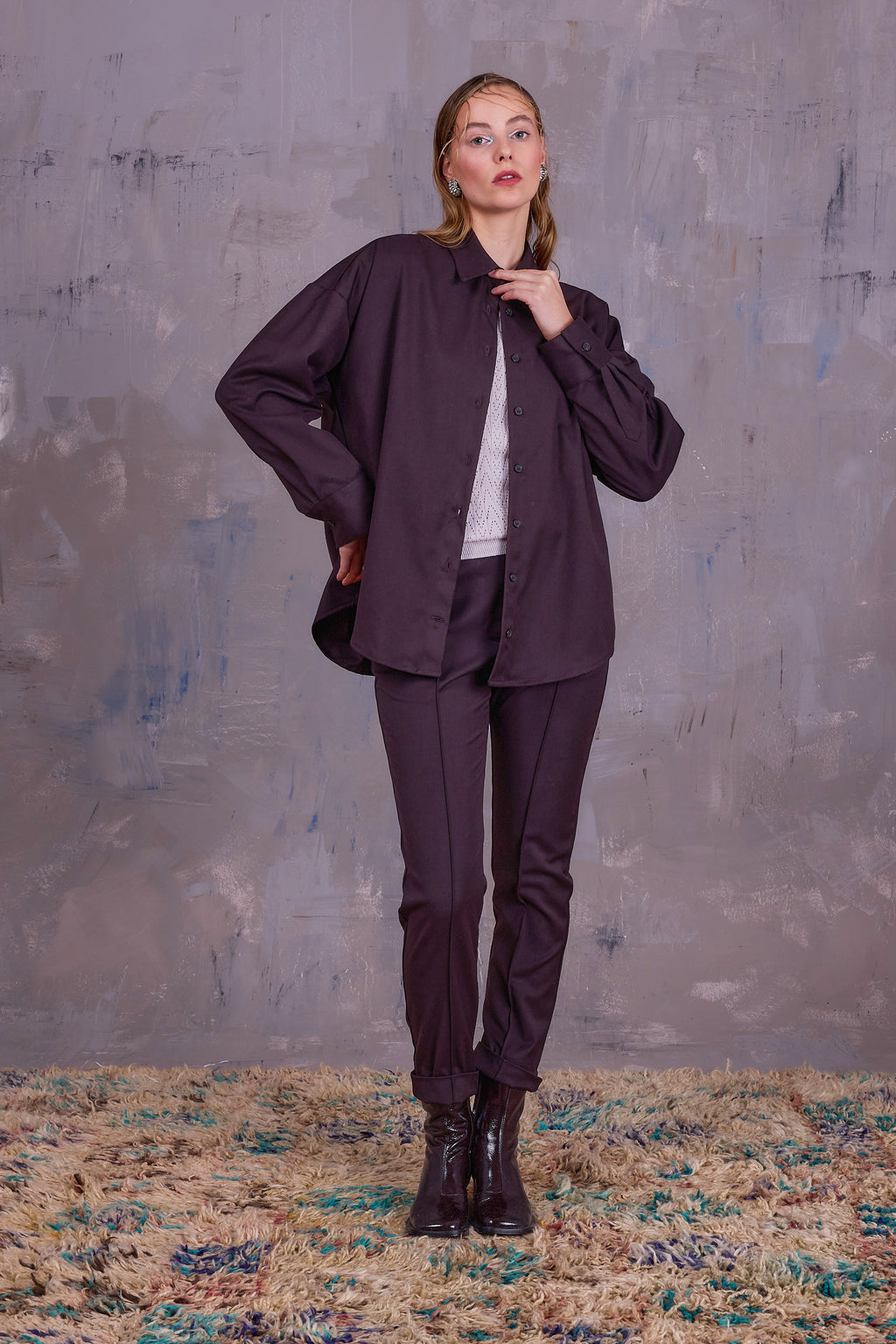 Gia asymmetrische blouse in after dark