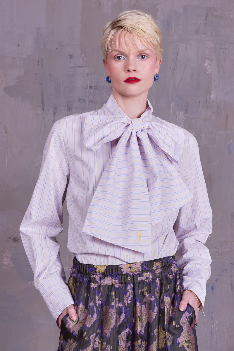 Gilou shirt in lilac blue vintage cotton stripes