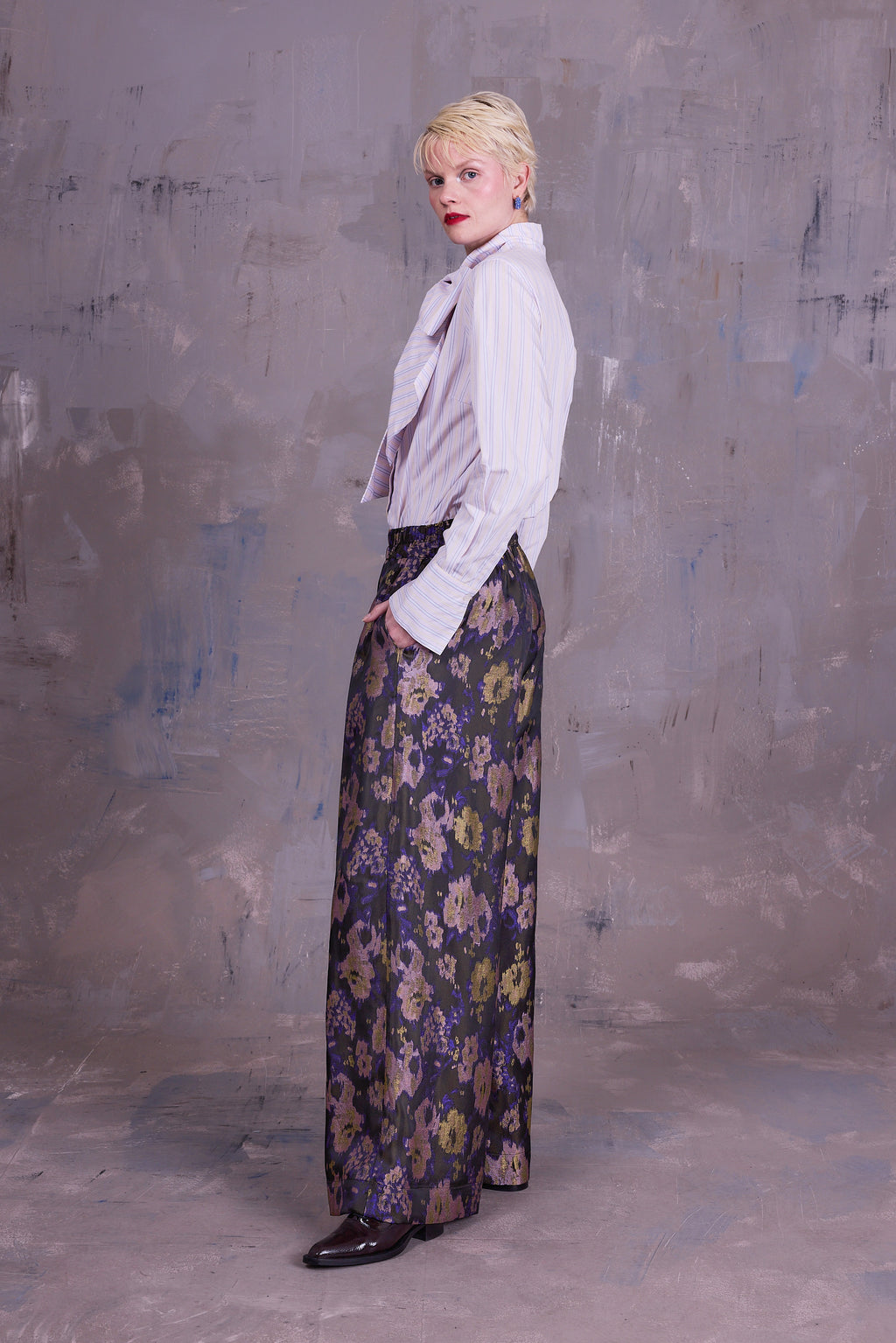 Gilou shirt in lilac blue vintage cotton stripes