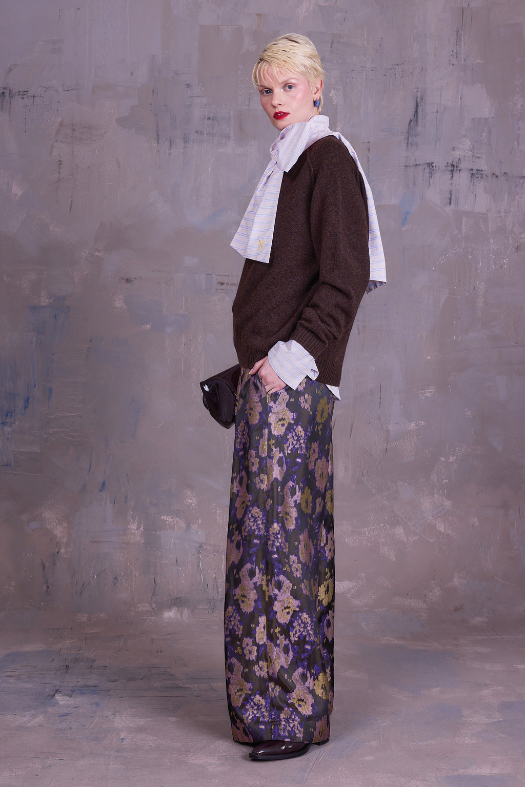 Gilou shirt in lilac blue vintage cotton stripes