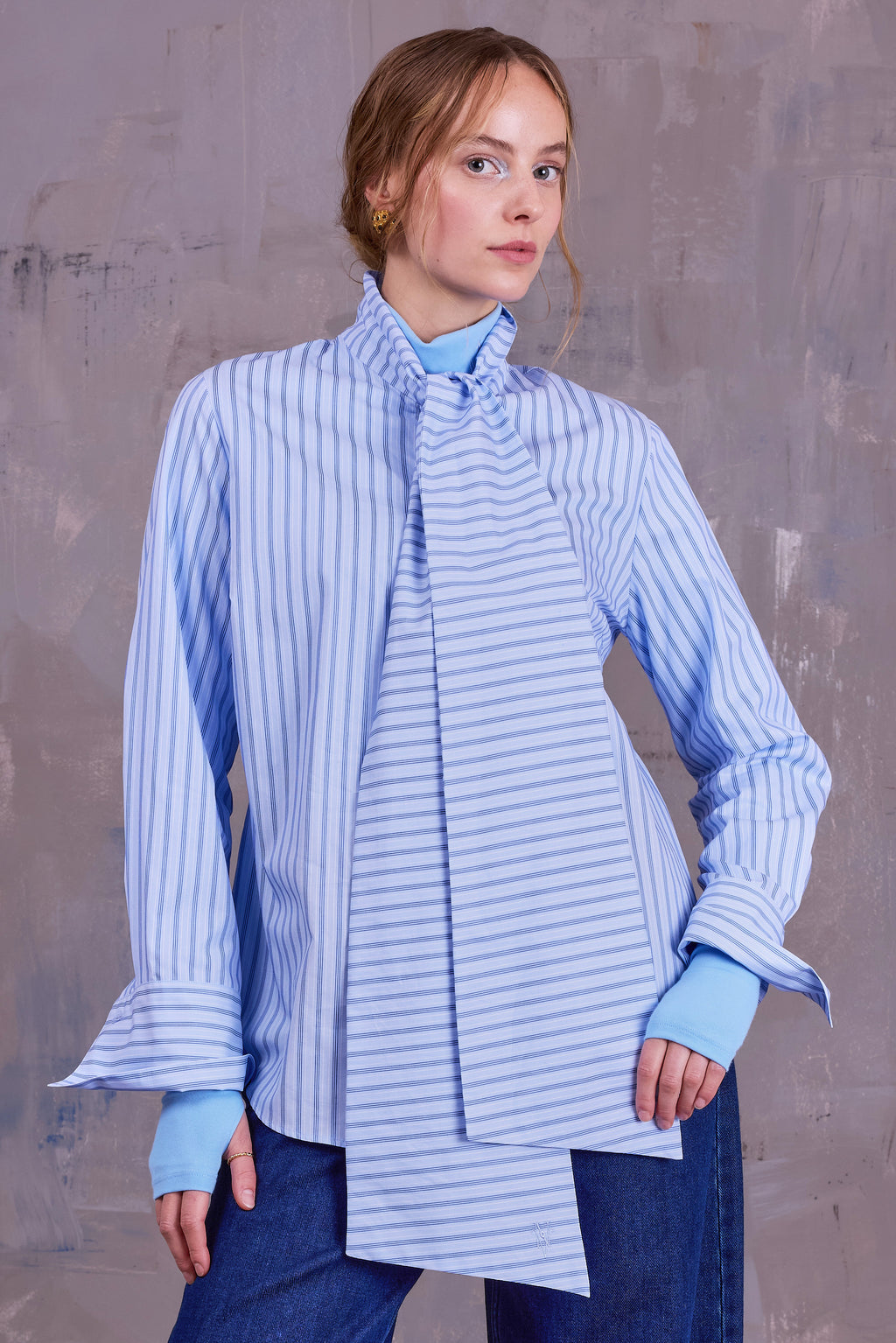 Gilou shirt in blue vintage cotton stripes
