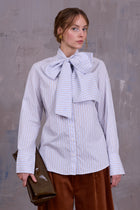 Gilou shirt in blue brown vintage cotton stripes