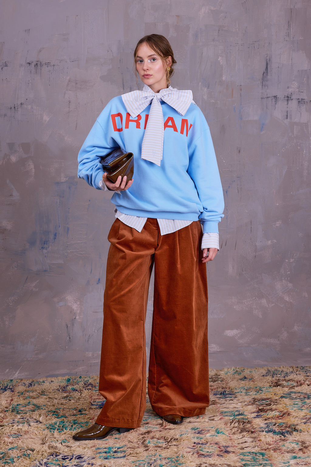 Gilou shirt in blue brown vintage cotton stripes