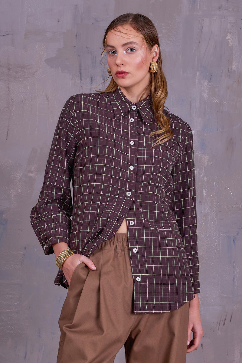 Filou shirt in brown ecru checks