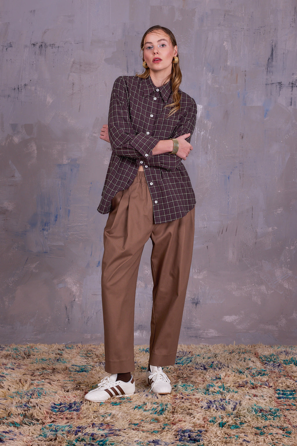 Filou hemd in brown ecru checks