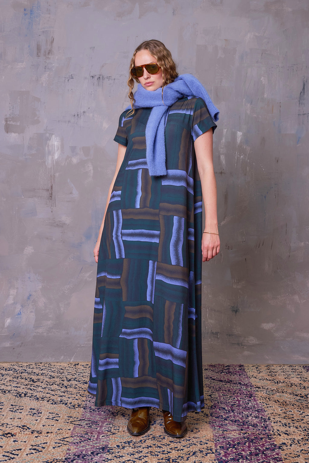 Ciska jurk in deepsea blue wovens