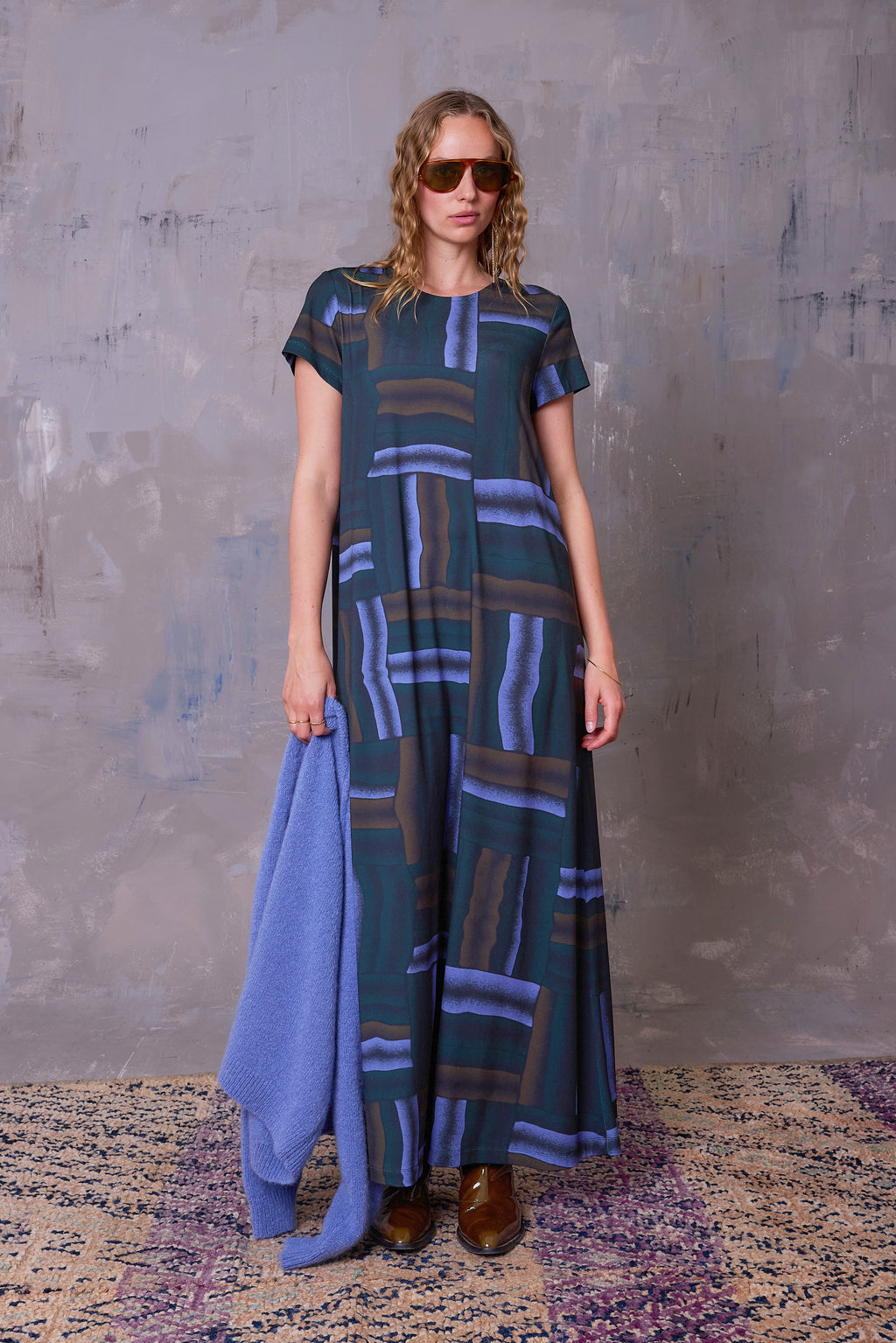 Ciska jurk in deepsea blue wovens