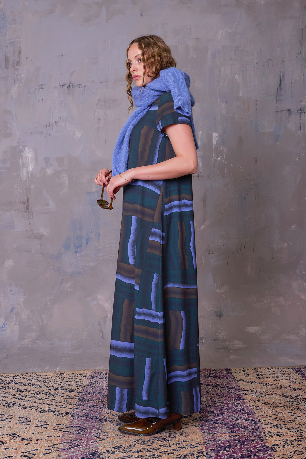 Ciska jurk in deepsea blue wovens