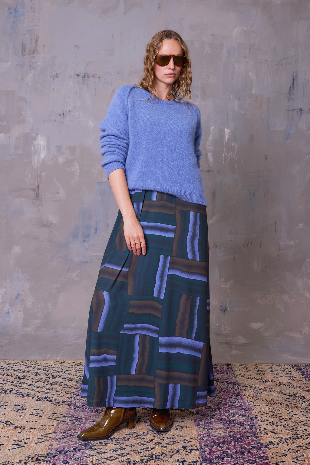Ciska jurk in deepsea blue wovens