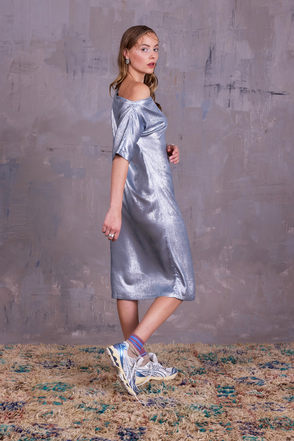 Esra jurk in shiny silver