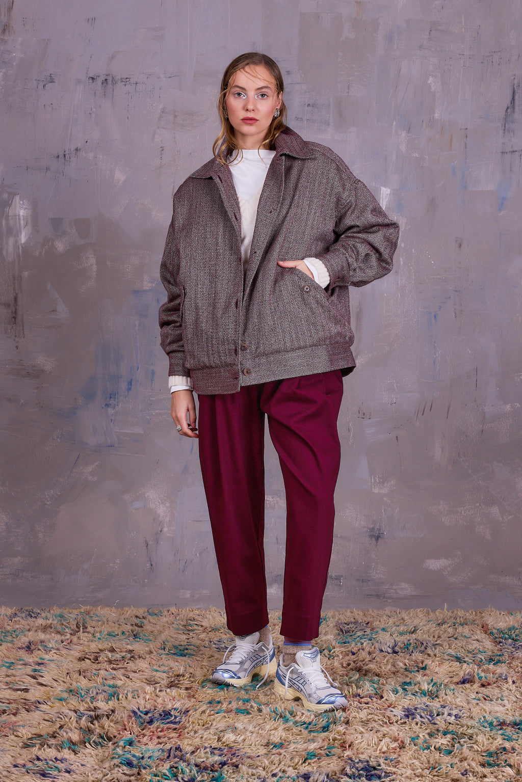 Gerrit jasje in merlot herringbone