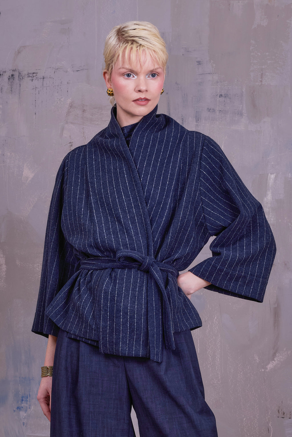 Ediz pinstripe kimono jacket