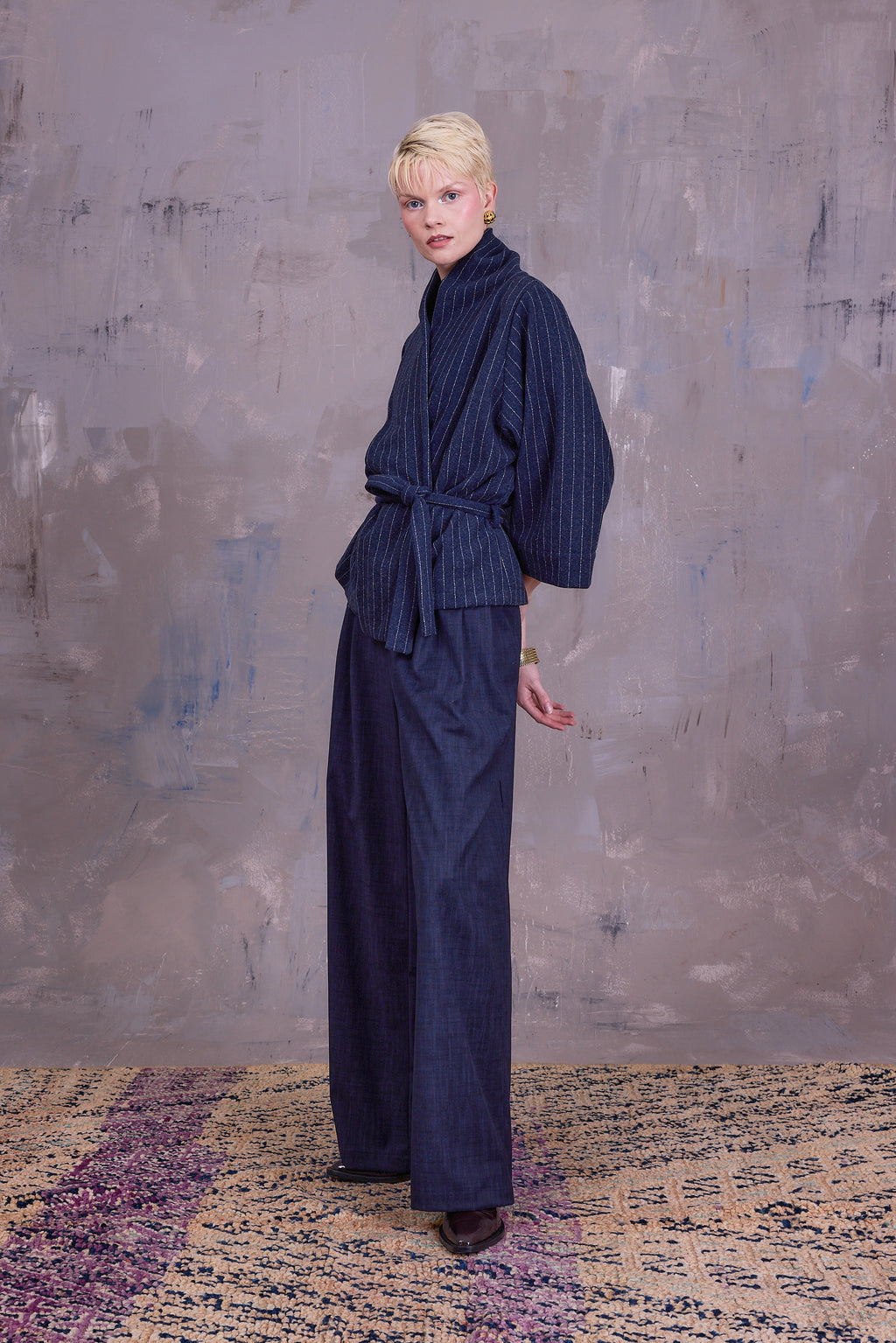 Ediz pinstripe kimono jacket