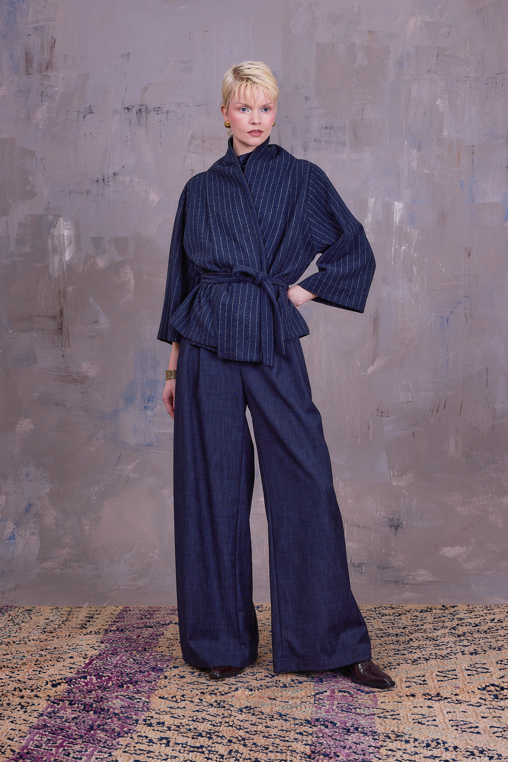 Ediz pinstripe kimono jacket