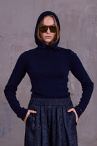 Gelano knitted hoodie in dark navy