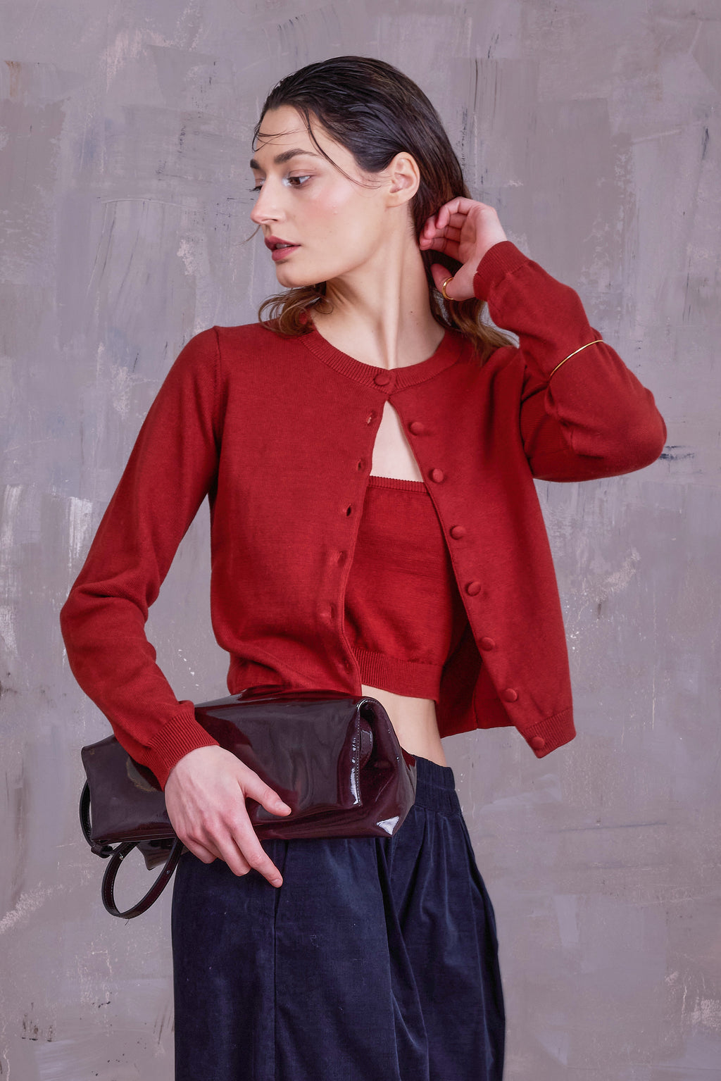 Grace cardigan in red clay