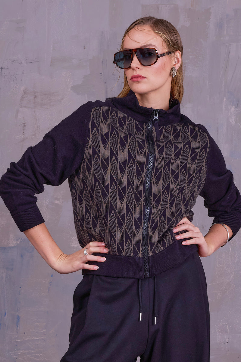 Georgetown cardigan in black/olive