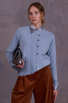 Gabrielle semi-cardigan in pearl blue