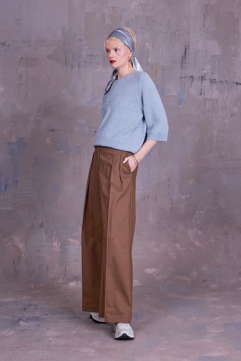 Giske knitted sweater in pearl blue