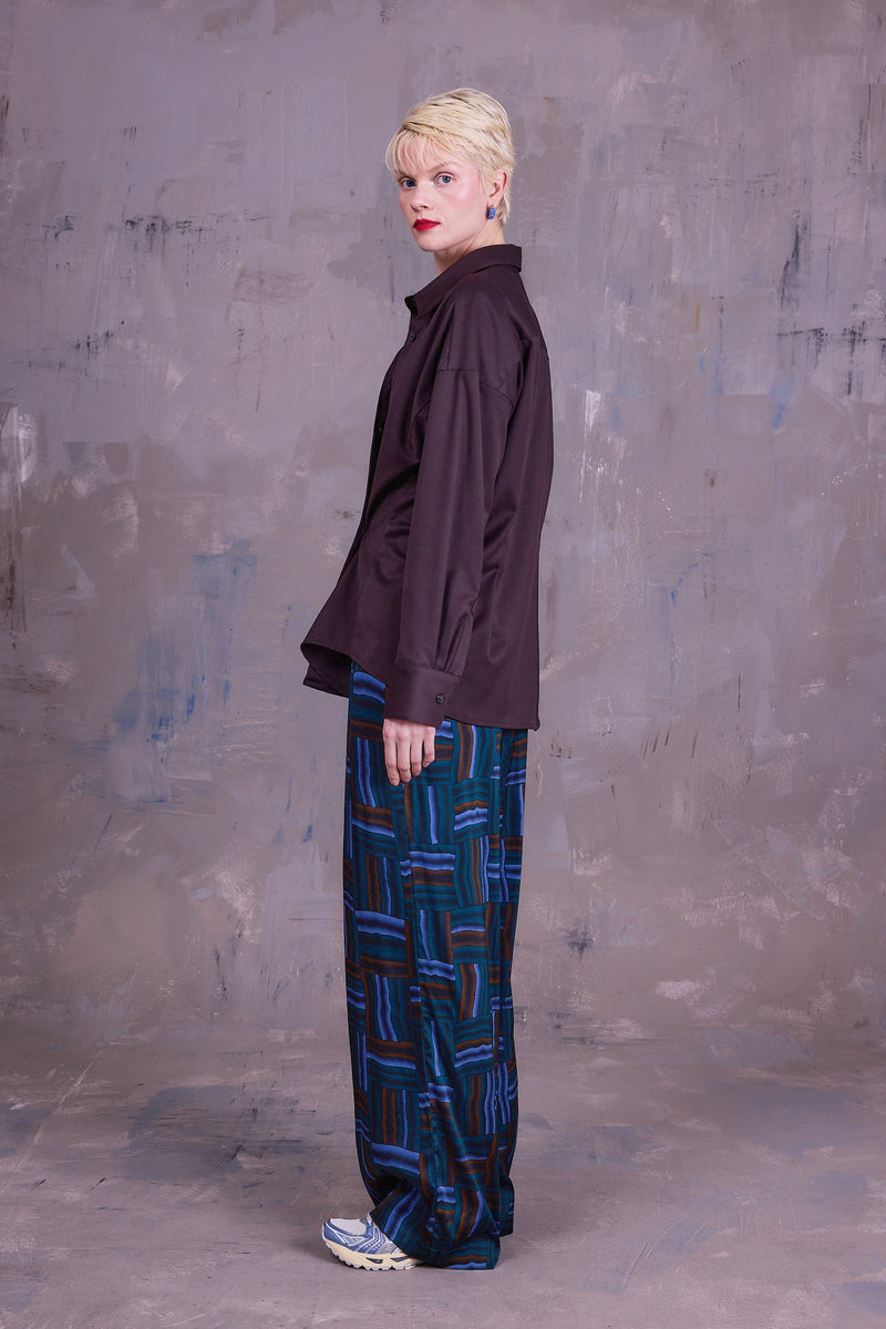 Gijsbrecht trousers in satijnen deepsea blue Wovens