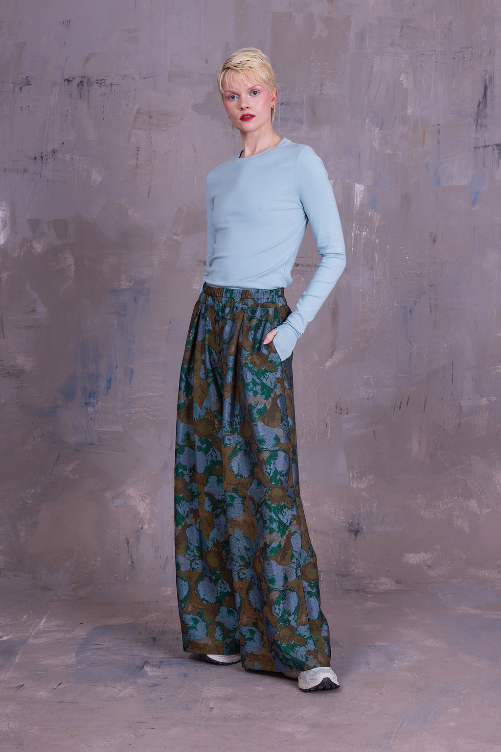 Freddy trousers in rivergreen jacquard